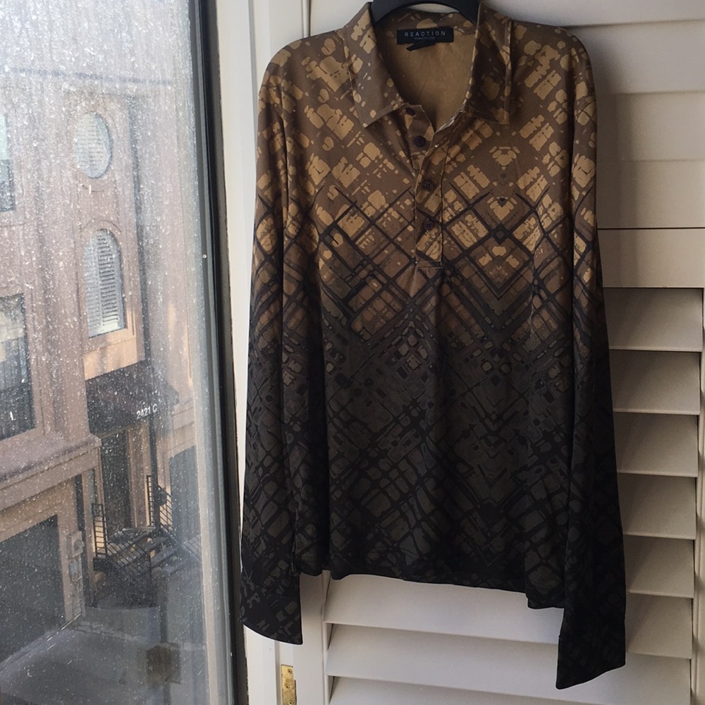 Soft Thin Patterned Button Neck Shirt - image 1